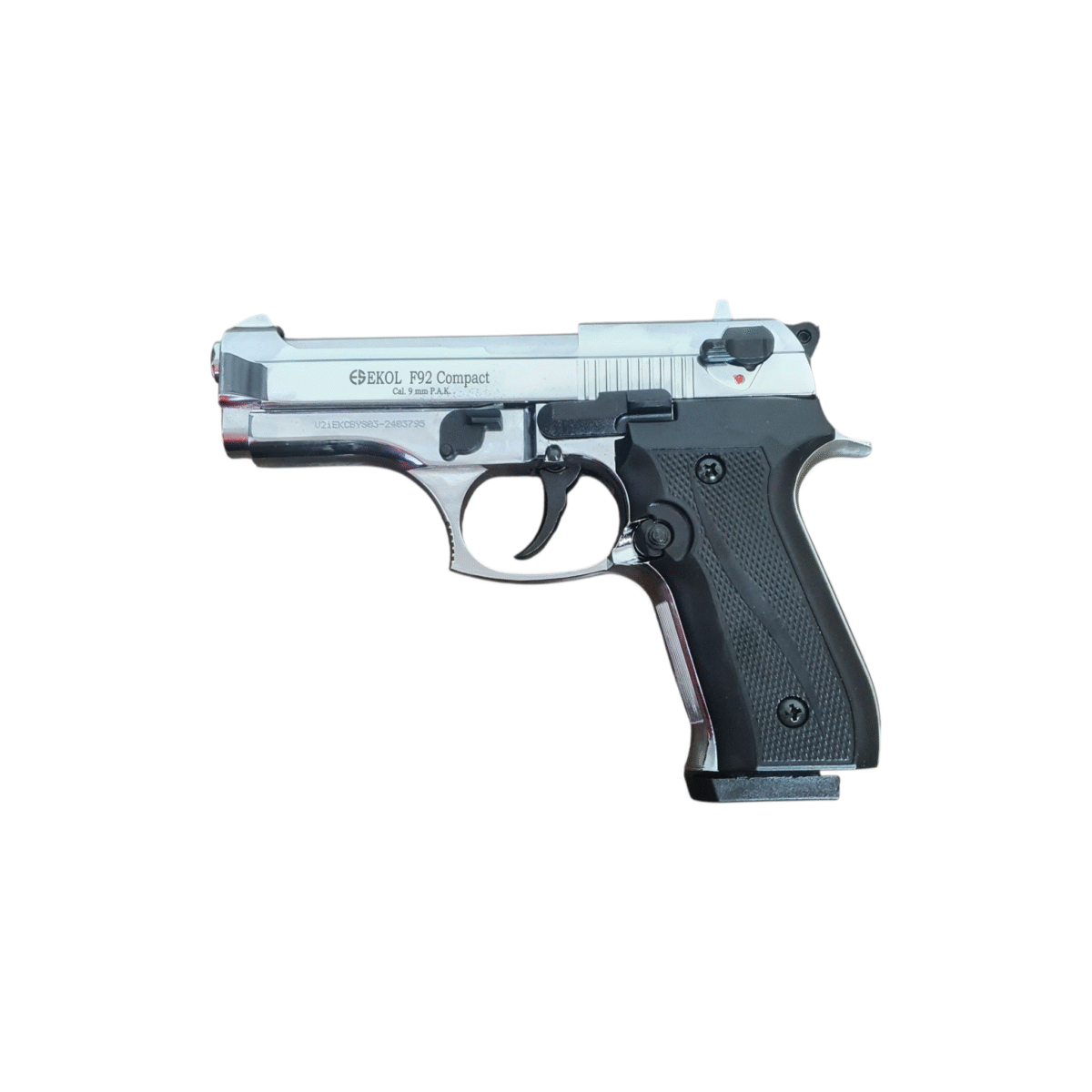 Ekol F92 Firat Compact Shiny Chrome 9mm Pepper Blank Gun