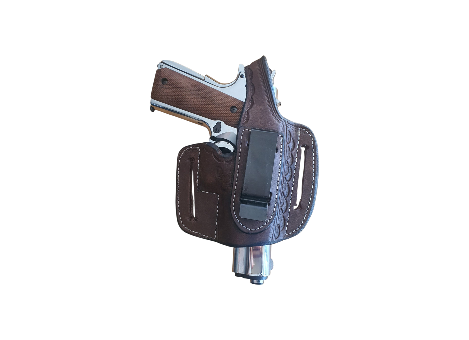 Brown Leather Holster w/ Clip RH - Image 3