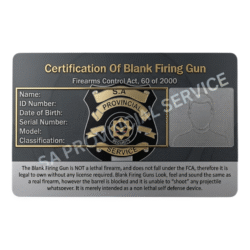 Blank Gun Licence Card