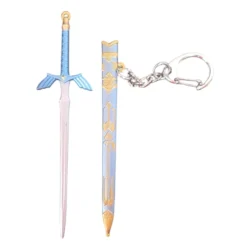 Sapphire-Sentinel Double-Edge Keychain Sword Miniature Blade Desk Accessory