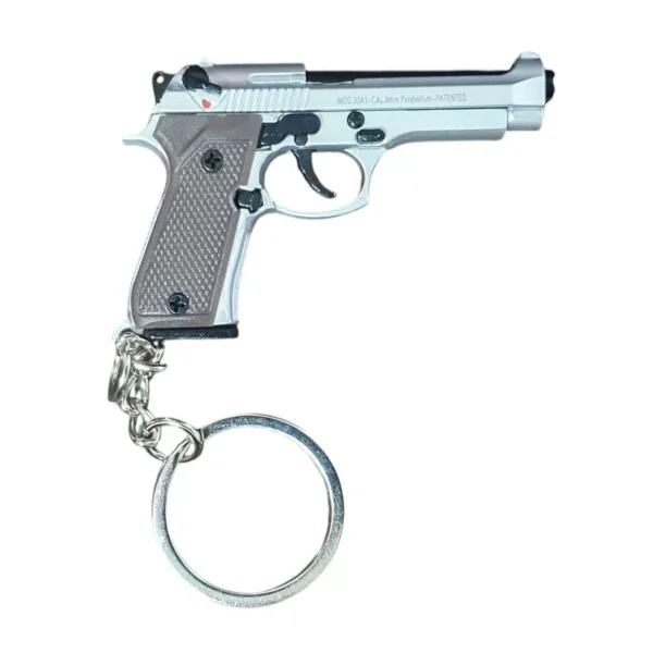 Beretta 92 Gun Keychain - Polished Silver