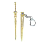 Crimson-Hilt Double-Edge Keychain Sword Miniature Blade Ornament