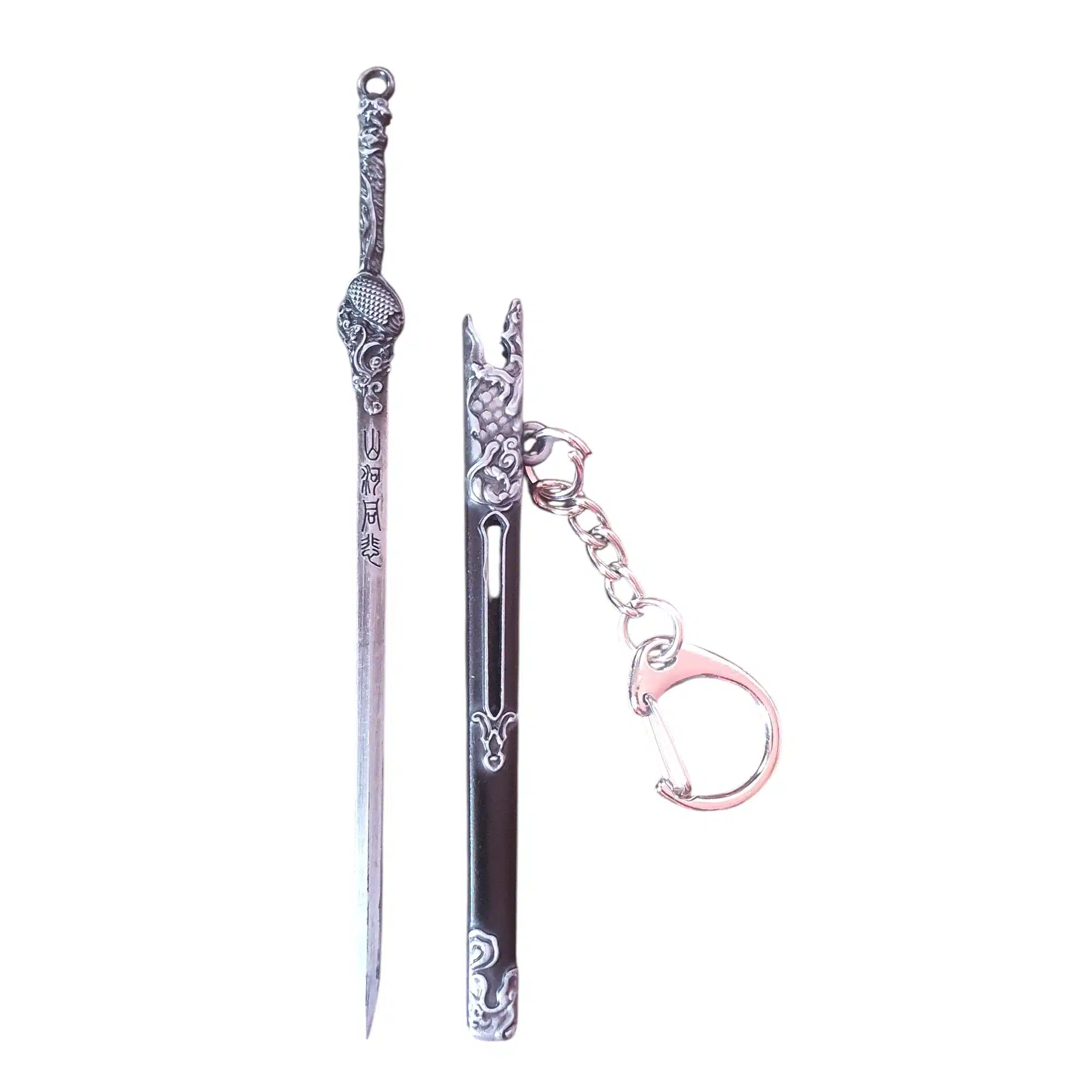 Azure-Dynasty Double-Edge Keychain Sword Miniature Jian Collectible