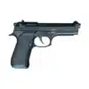 Retay Mod 92 Black blank gun left side profile highlighting the slide, serial engravings, safety lever, and hammer mechanism. Retay Mod 92 Black blank gun left side profile highlighting the slide, serial engravings, safety lever, and hammer mechanism.