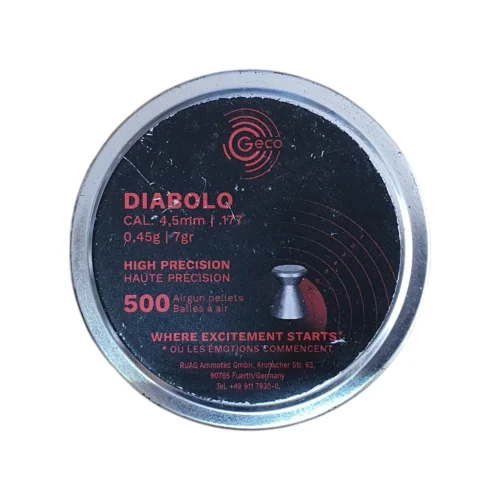 Geco Diabolo 4.5mm .177 calibre airgun pellets in a 500-pellet tin