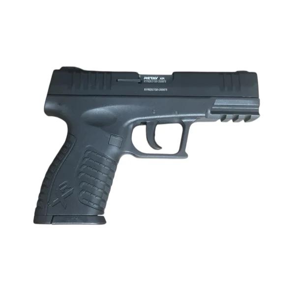 Retay XR Black 9mm P.A.K blank-firing pistol in an all-black finish